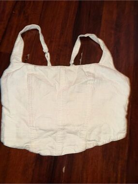 Abercrombie & fitch Women's White Linen-Look Cropped Tank Top